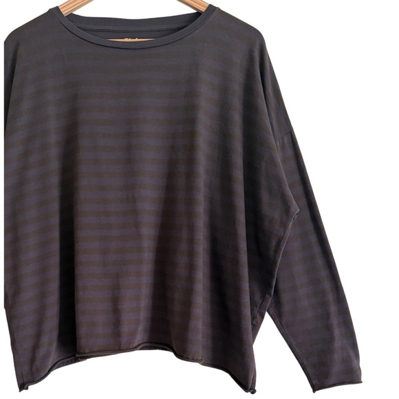 PLANET By Lauren G 100% Pima Cotton Oversized Baggy Casual Striped Boxy Tee OS - Picture 4 of 8